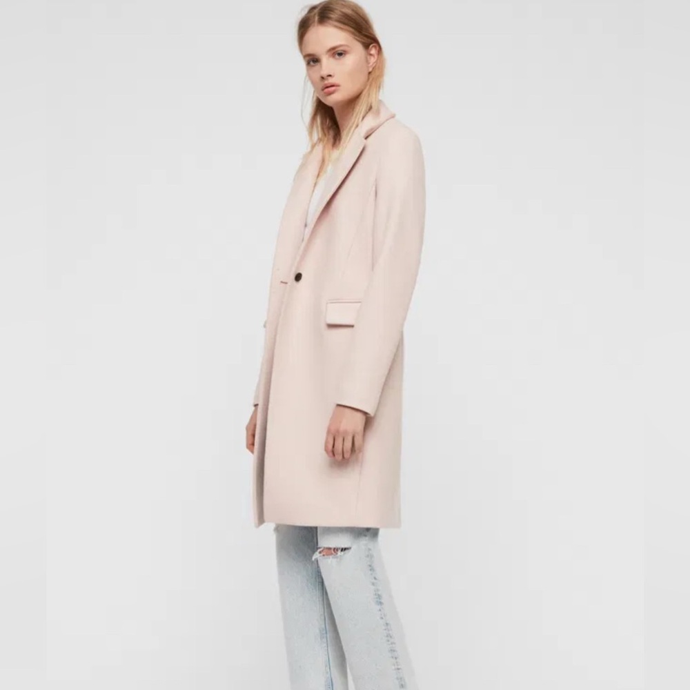 All Saints Dusty Pink Wool Coat